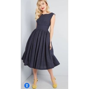 ModCloth Fit and Flare Midi Dress with Pockets